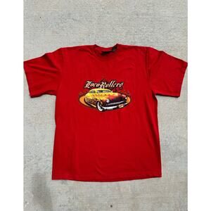 No Boundaries Vintage Men’s Loco Rollers T-Shirt Red Glittery Car Graphic L Y2K